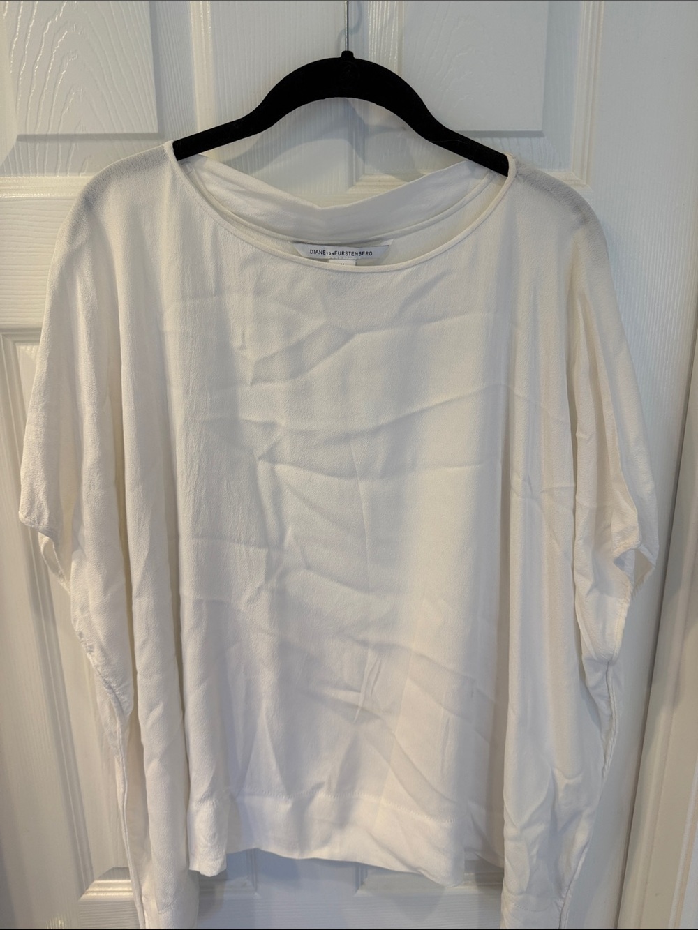 Diane Von Furstenberg White Short Sleeve Draped Tee
